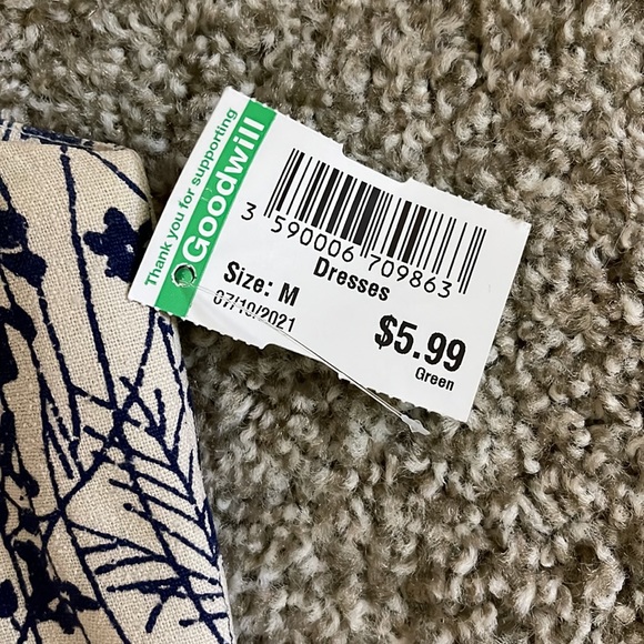 Floral Sleeveless dress Blue/Beige size M - Picture 4 of 4